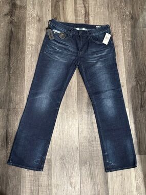 Buffalo David Bitton Men's Dark Blue Relaxed Slim Straight stretch Jeans W33 L30